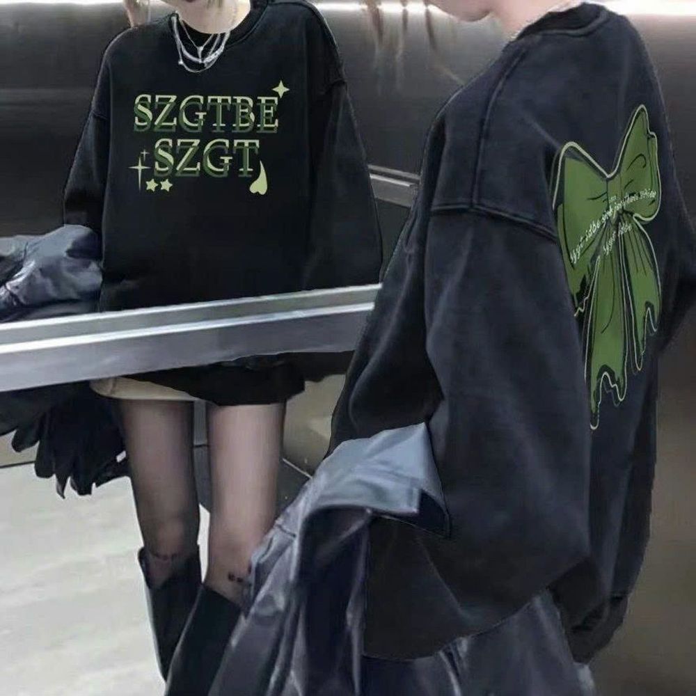 Áo nỉ sweter dáng rộng phong cách thời trang retro Mỹ