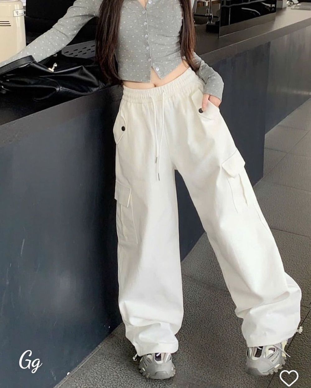 Quần Túi Hộp Nữ Rút Chất Kaki Rũ Đanh Mịn Ống Rộng