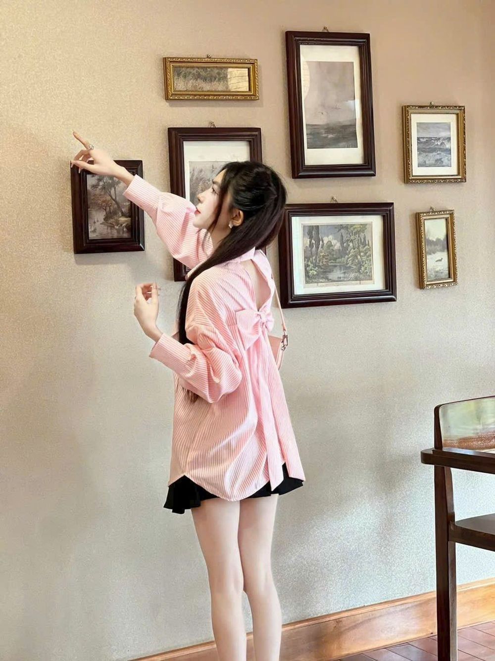 Áo Sơ Mi Nữ Tay Dài Đính Nơ Phía Sau Lưng Form Rộng Bigsize Xinh Đẹp Cao Cấp Dễ Thương