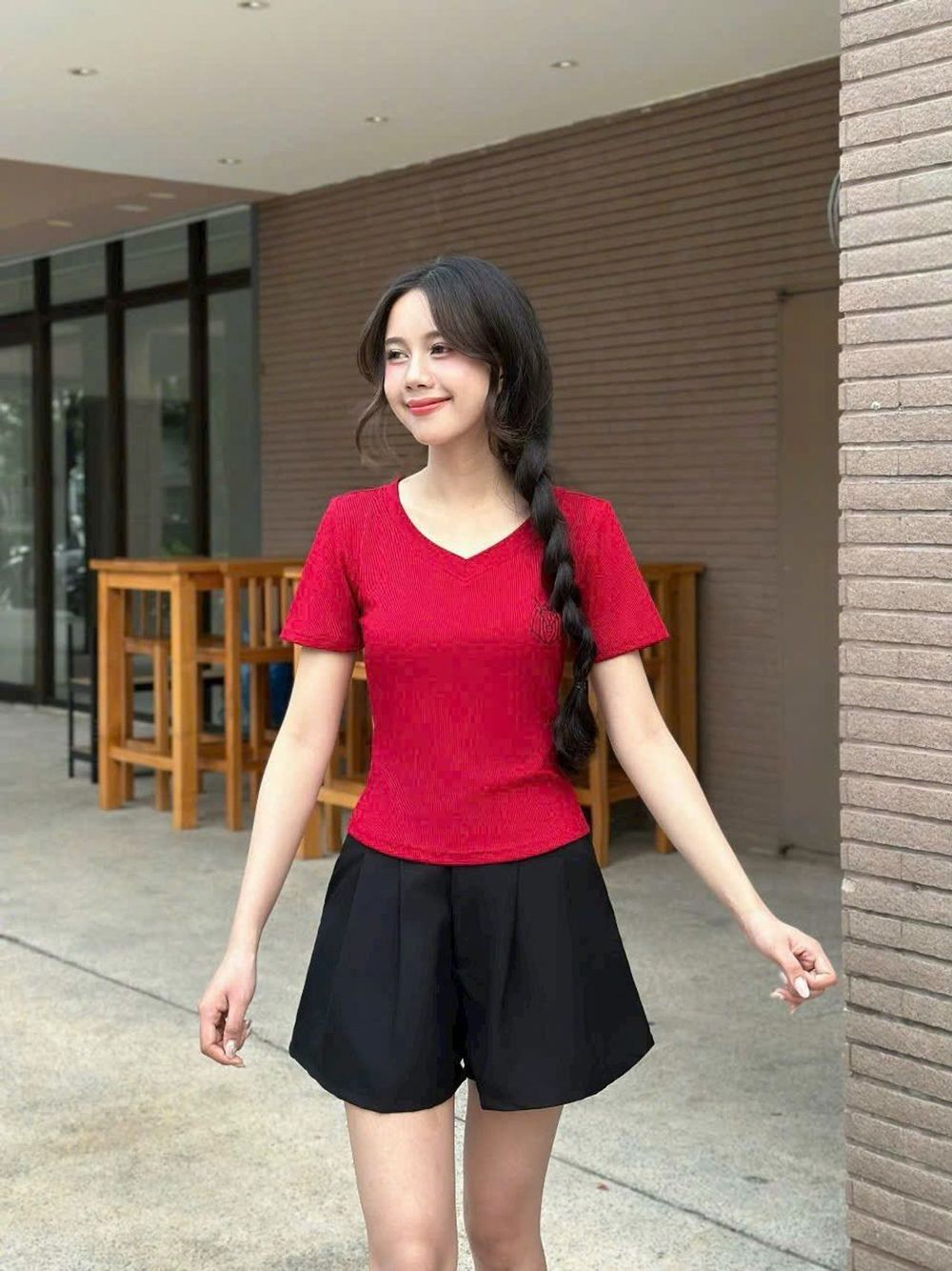 Bộ Set Áo Thun Tay Ngắn Cổ Tim co giãn Minisize bigsize logo in.