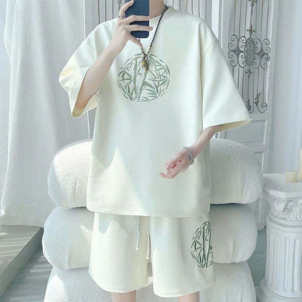 Đồ Bộ Thể Thao In Hình Khóm Tre Chất Liệu Da Cá Co Giãn Dày Mịn Thoáng Mát