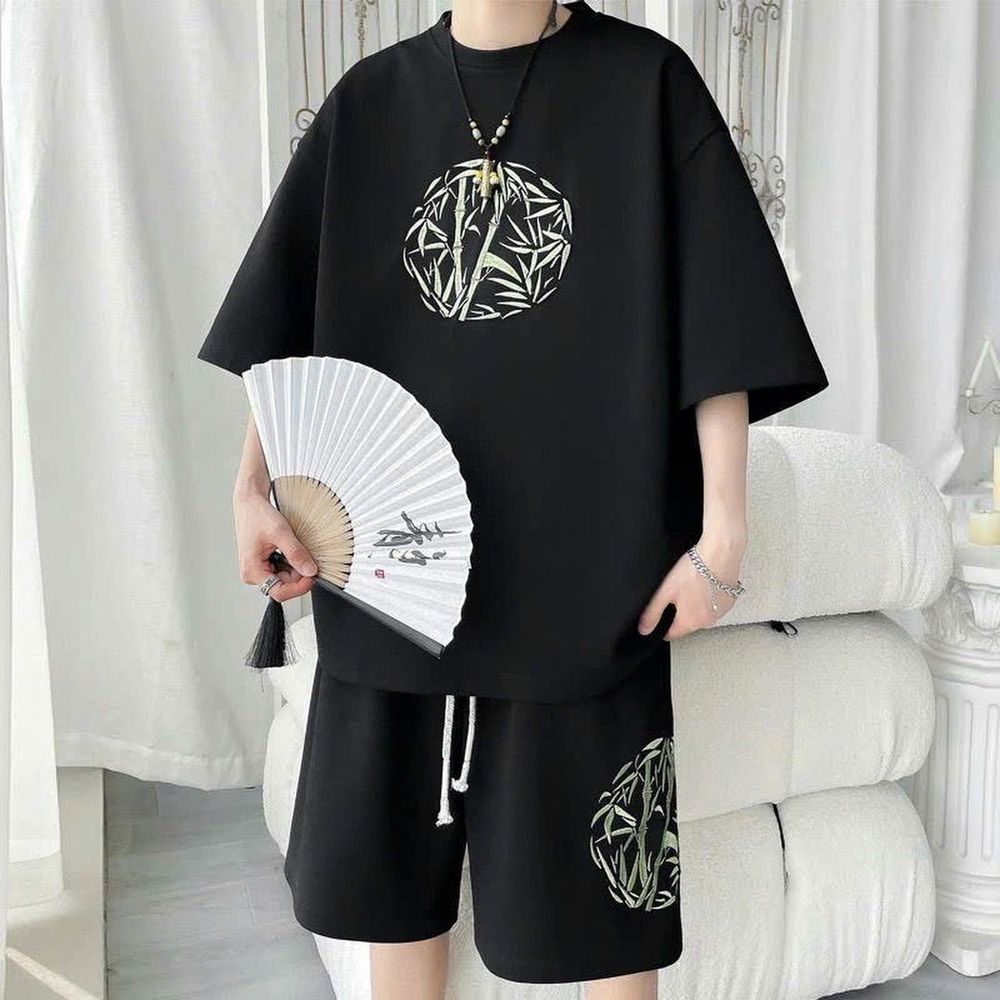 Đồ Bộ Thể Thao In Hình Khóm Tre Chất Liệu Da Cá Co Giãn Dày Mịn Thoáng Mát