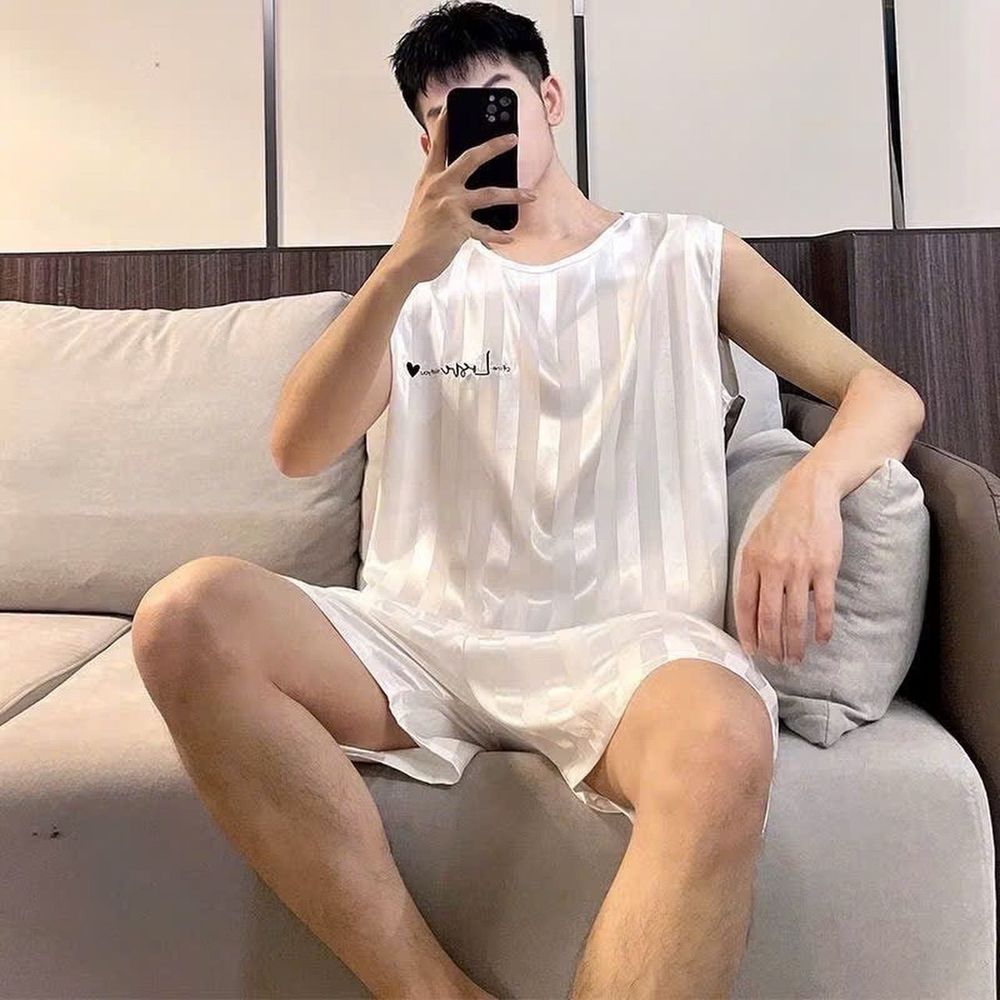 Đồ bộ thể thao, đồ bộ ngủ băng lạnh mùa hè mát thấm hút mồ hôi tốt phiên bản rộng rãi