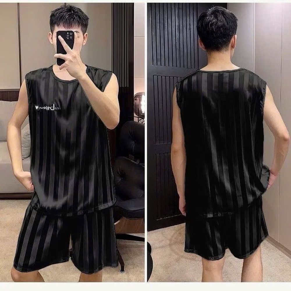 Đồ bộ thể thao, đồ bộ ngủ băng lạnh mùa hè mát thấm hút mồ hôi tốt phiên bản rộng rãi