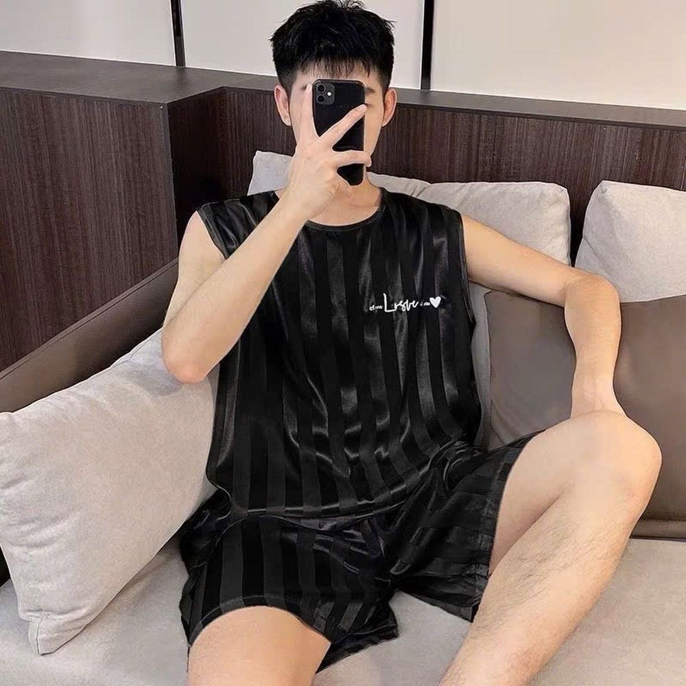 Đồ bộ thể thao, đồ bộ ngủ băng lạnh mùa hè mát thấm hút mồ hôi tốt phiên bản rộng rãi