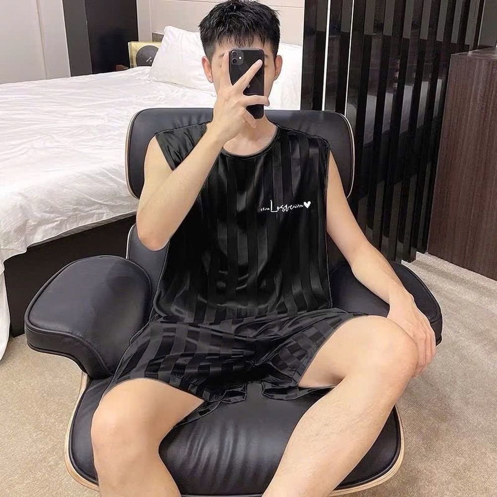 Đồ bộ thể thao, đồ bộ ngủ băng lạnh mùa hè mát thấm hút mồ hôi tốt phiên bản rộng rãi