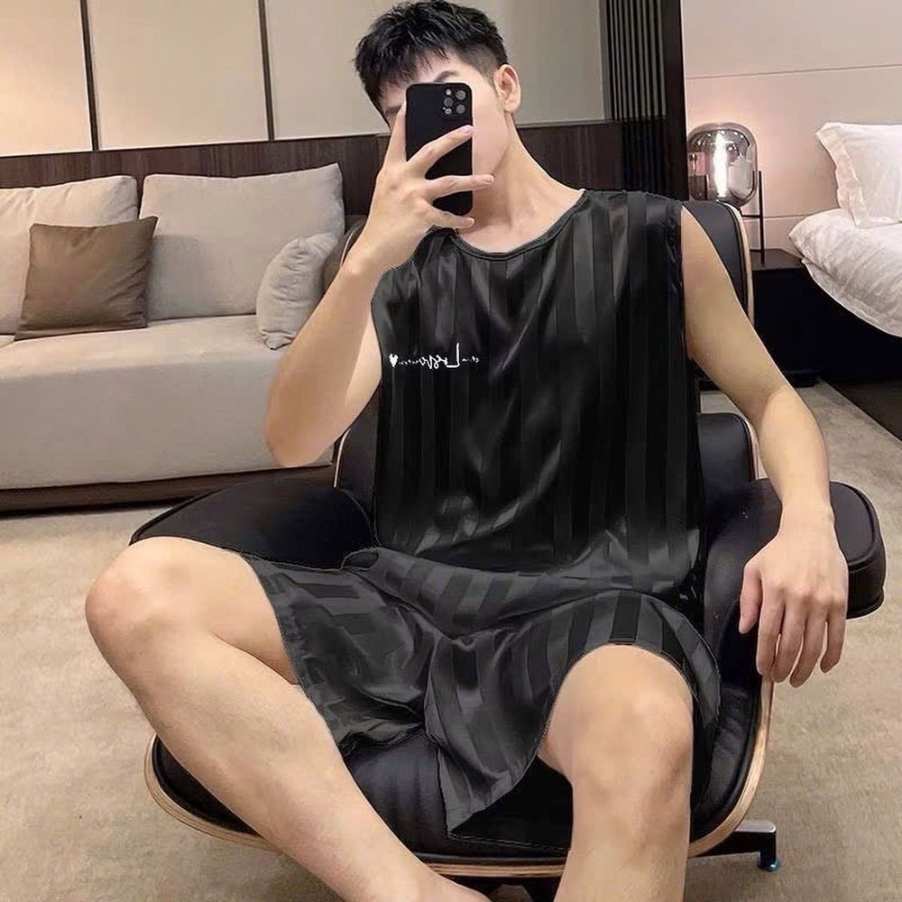 Đồ bộ thể thao, đồ bộ ngủ băng lạnh mùa hè mát thấm hút mồ hôi tốt phiên bản rộng rãi