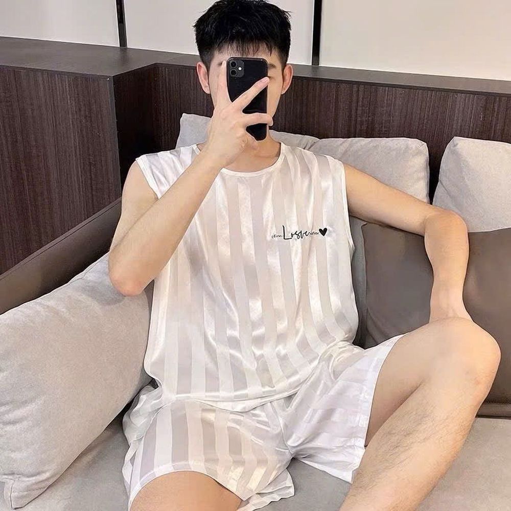 Đồ bộ thể thao, đồ bộ ngủ băng lạnh mùa hè mát thấm hút mồ hôi tốt phiên bản rộng rãi