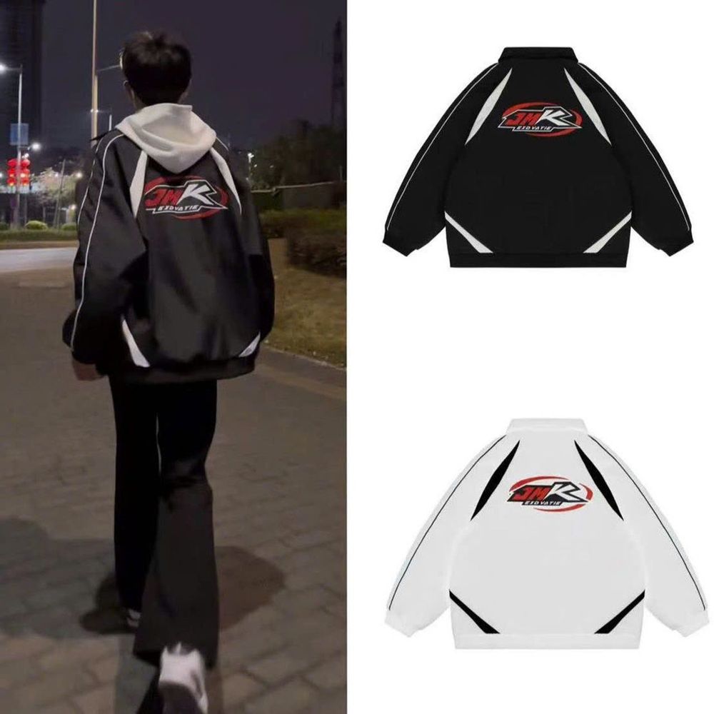 ÁO KHOÁC DÙ HAI LỚP/JACKET UNISEX FORM RỘNG NAM NỮ HỌA TIẾT IN JMK