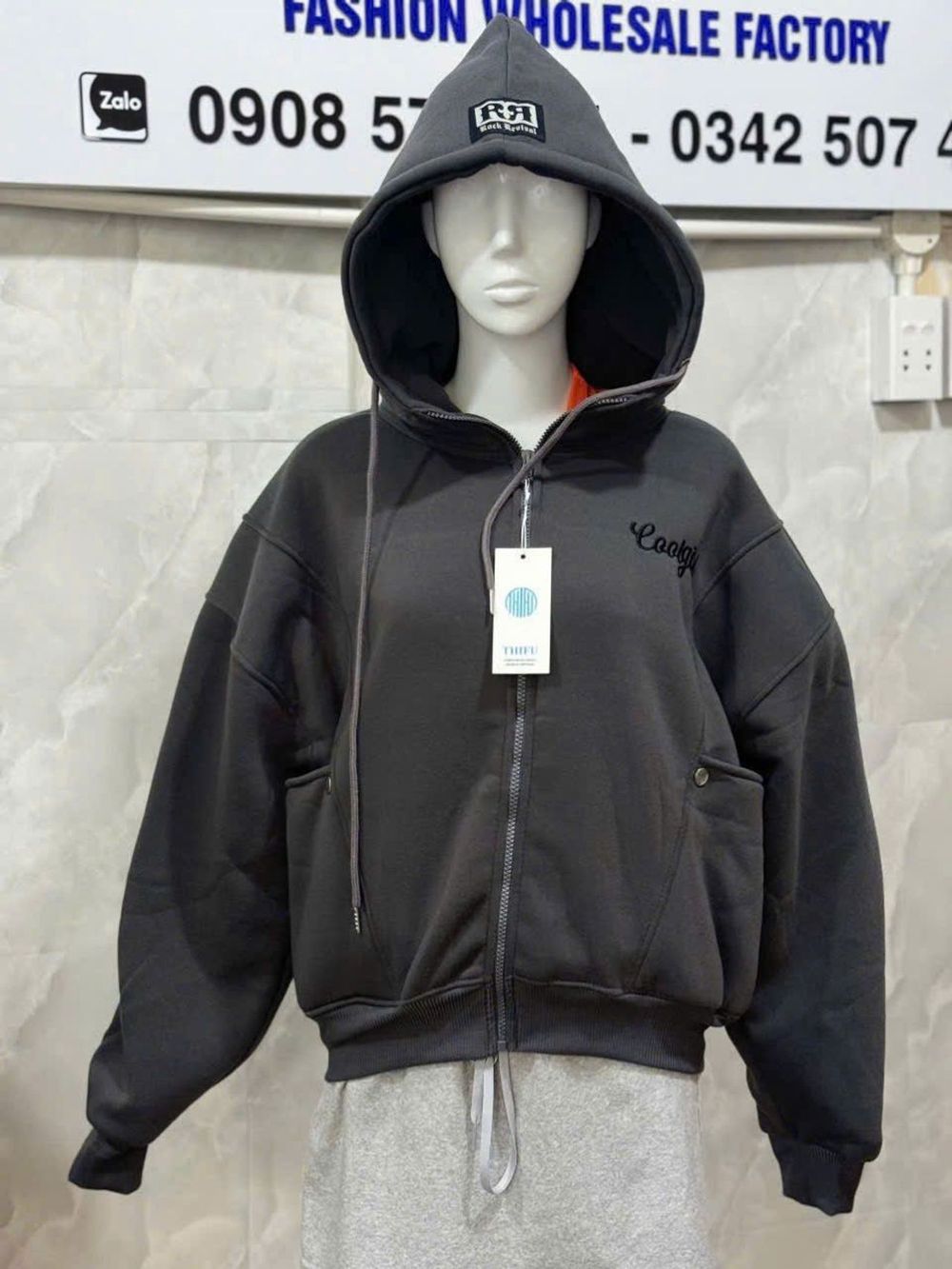 Áo khoác form boxy thêu Coolgirl chất nỉ xk dày mịn cổ cao freesize 65kg