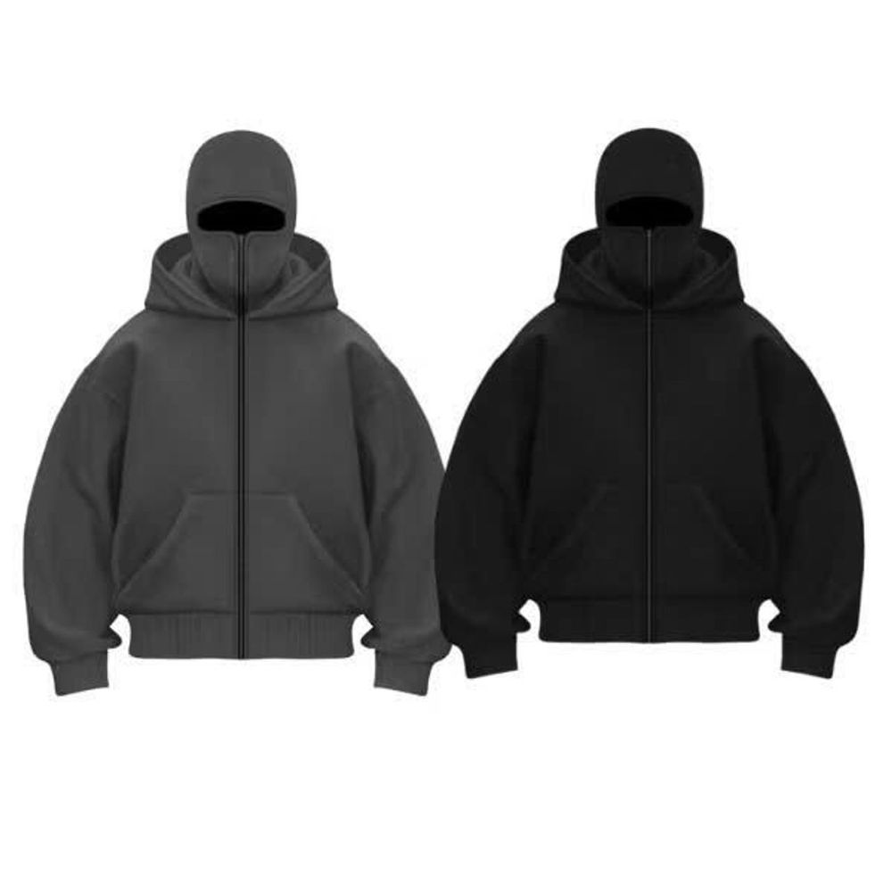 Áo Khoác Hoodie Zip Ninja Trơn Cổ Cao 2 Nón có túi Trong Tay Xỏ Ngón Phong Cách Ninja Che Mặt Mũ Rộng Siêu Ngầu
