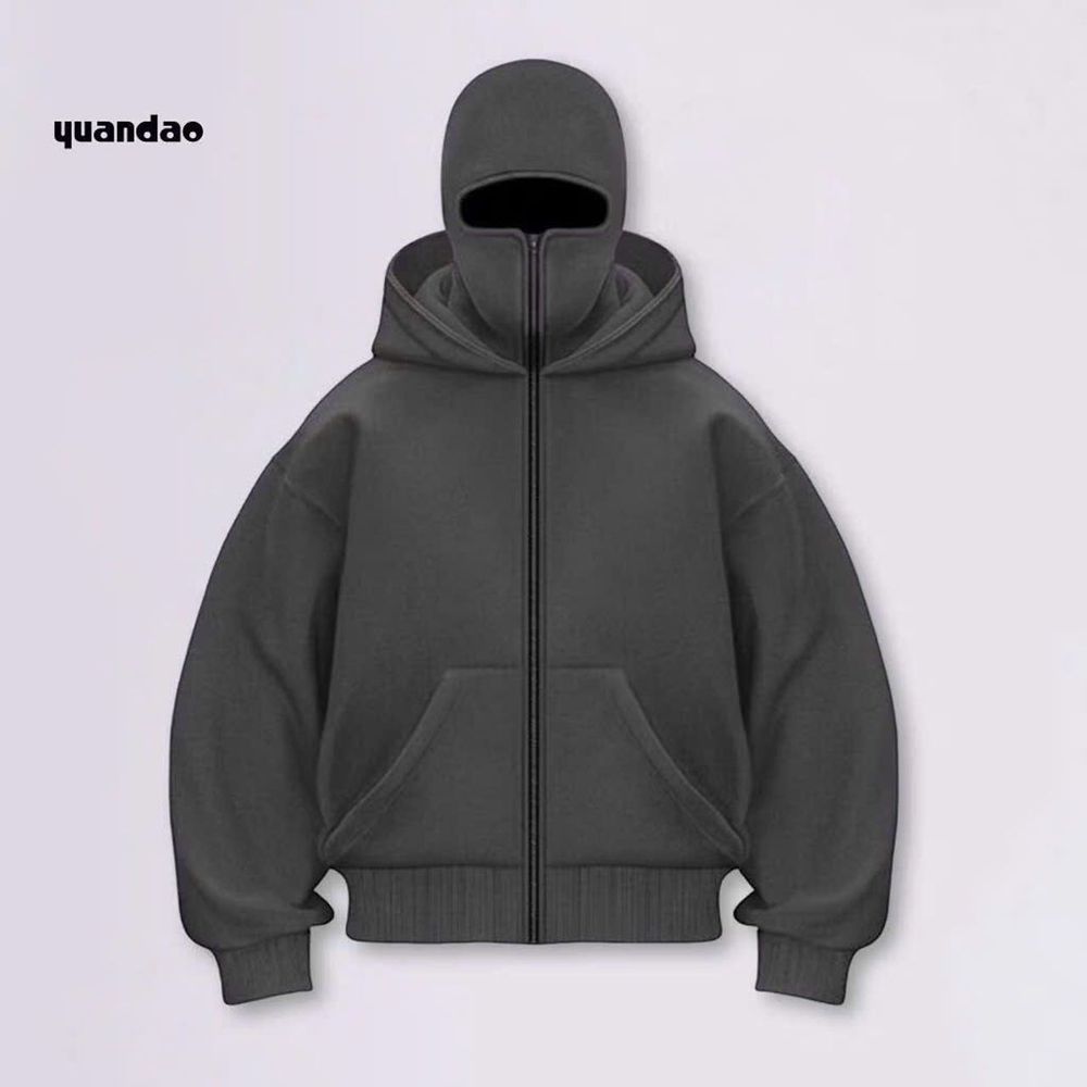 Áo Khoác Hoodie Zip Ninja Trơn Cổ Cao 2 Nón có túi Trong Tay Xỏ Ngón Phong Cách Ninja Che Mặt Mũ Rộng Siêu Ngầu