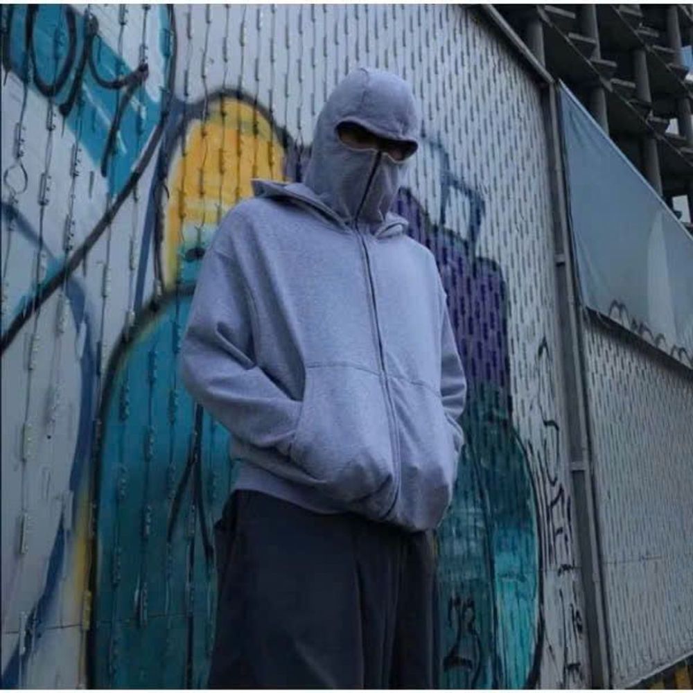 Áo Khoác Hoodie Zip Ninja Trơn Cổ Cao 2 Nón có túi Trong Tay Xỏ Ngón Phong Cách Ninja Che Mặt Mũ Rộng Siêu Ngầu