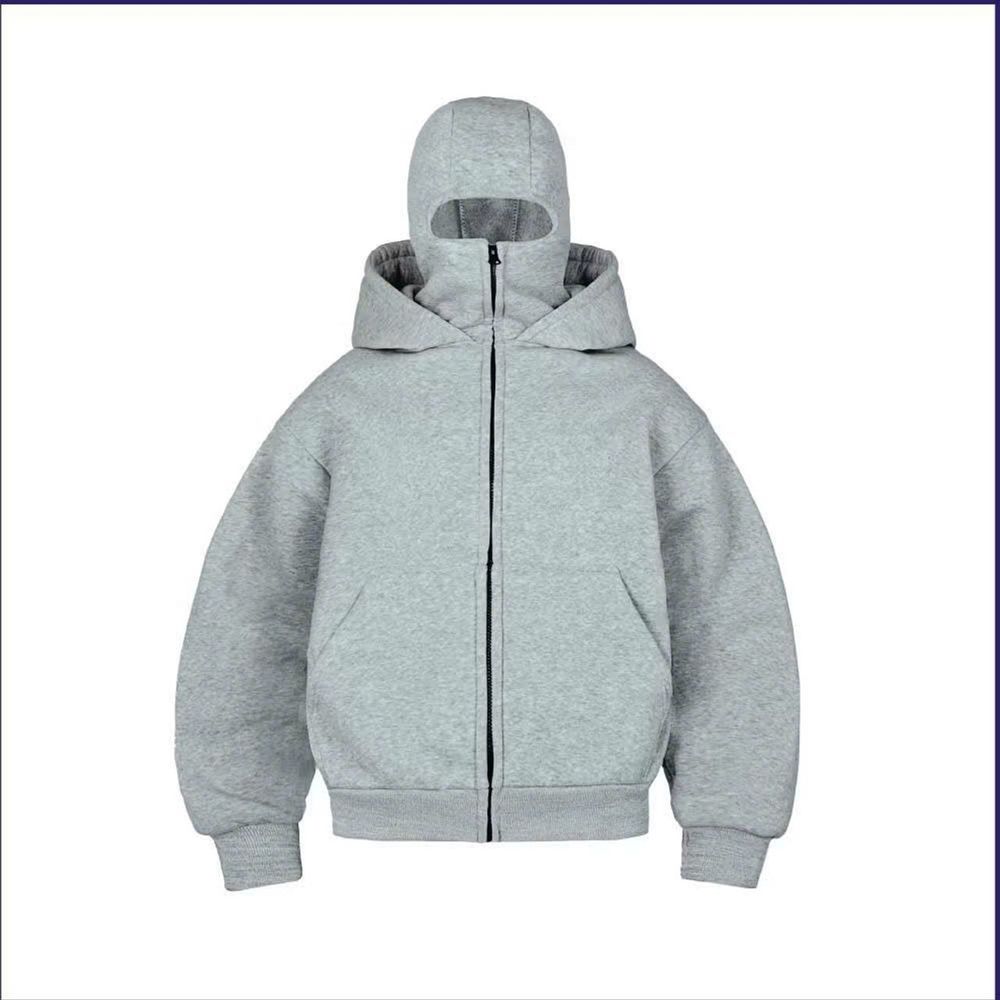 Áo Khoác Hoodie Zip Ninja Trơn Cổ Cao 2 Nón có túi Trong Tay Xỏ Ngón Phong Cách Ninja Che Mặt Mũ Rộng Siêu Ngầu