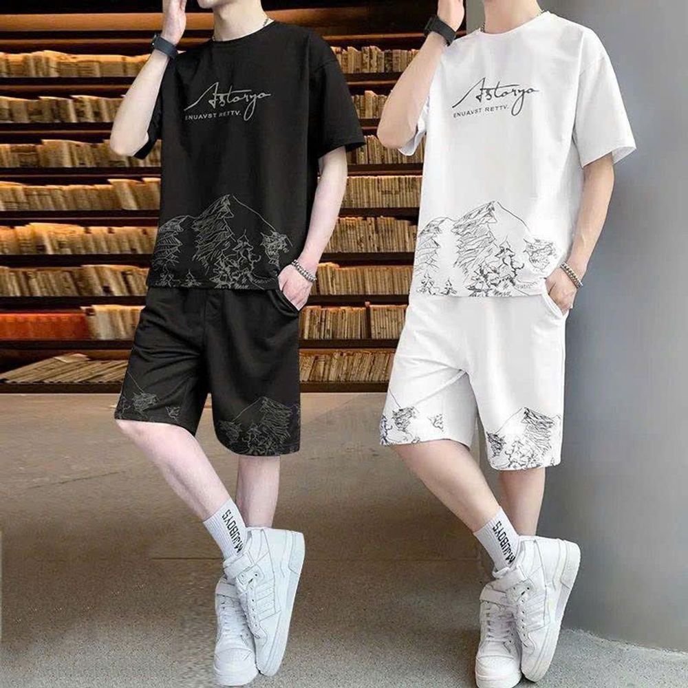 Bộ Quần Áo Thể Thao Nam Co Giãn Chất Thun Lạnh Mềm Mịn
