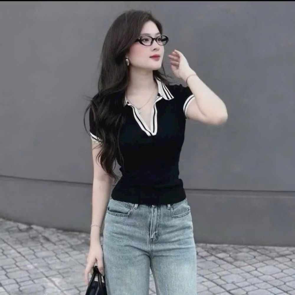 Áo Polo Cổ Bẻ Phối Viền Chất Cotton Co Giãn Mịn Mát - Freesize Dưới 53kg