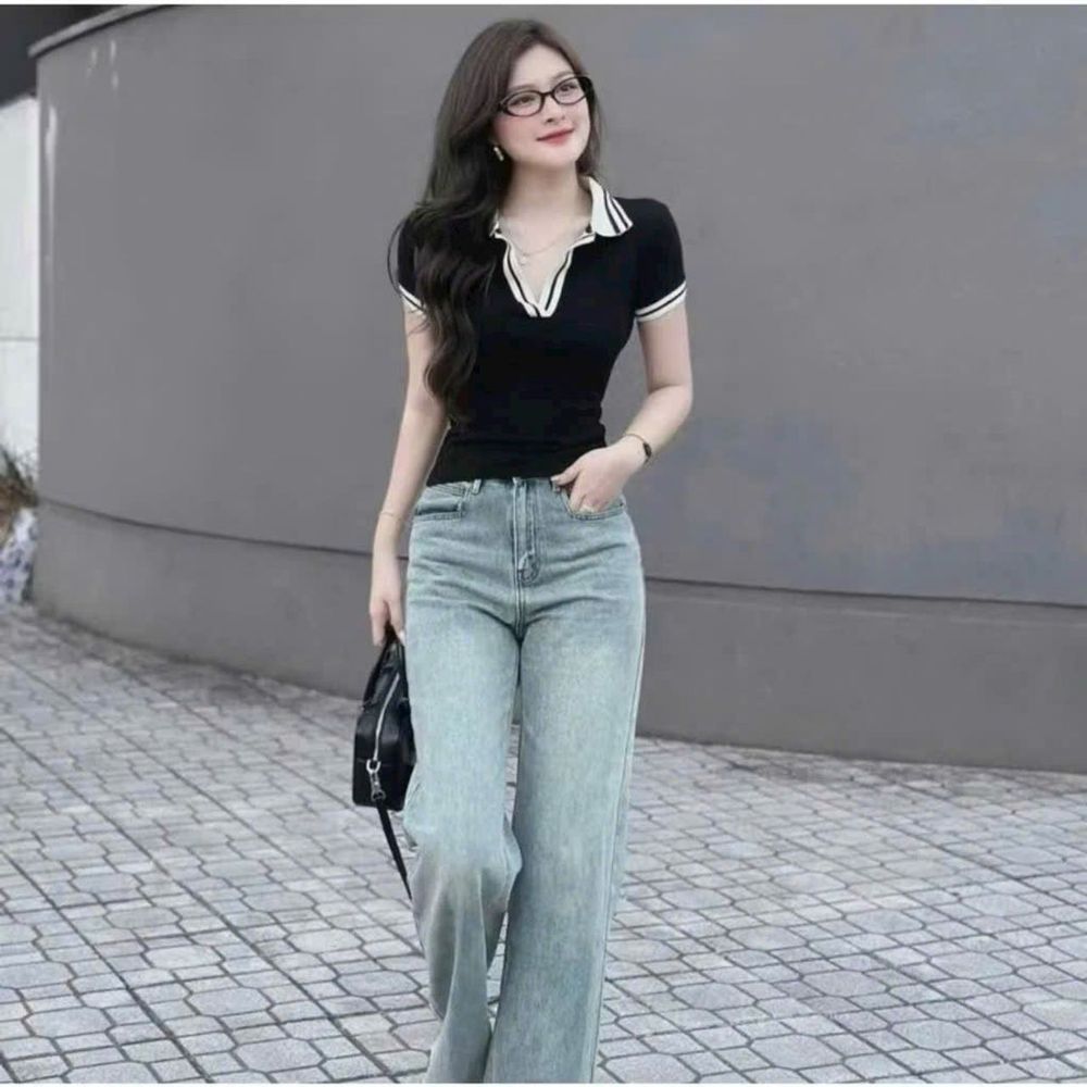 Áo Polo Cổ Bẻ Phối Viền Chất Cotton Co Giãn Mịn Mát - Freesize Dưới 53kg