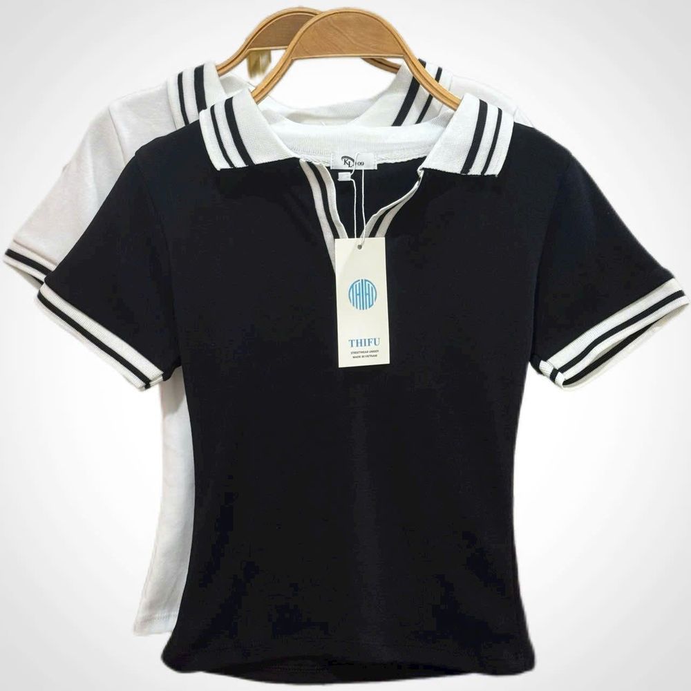 Áo Polo Cổ Bẻ Phối Viền Chất Cotton Co Giãn Mịn Mát - Freesize Dưới 53kg