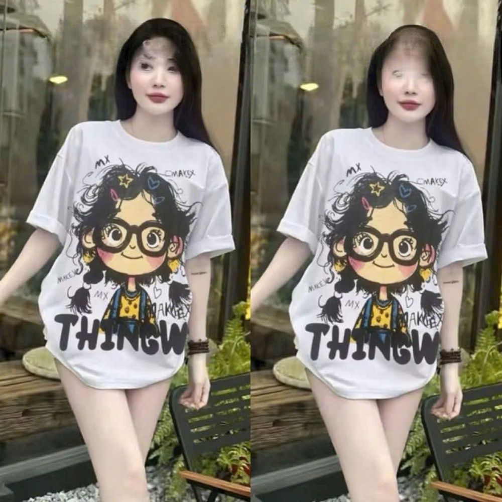 Áo Thun Form Rộng Tay Lỡ In Cô Gái THINGW - Cotton Tici Mịn Mát (M, L, XL)