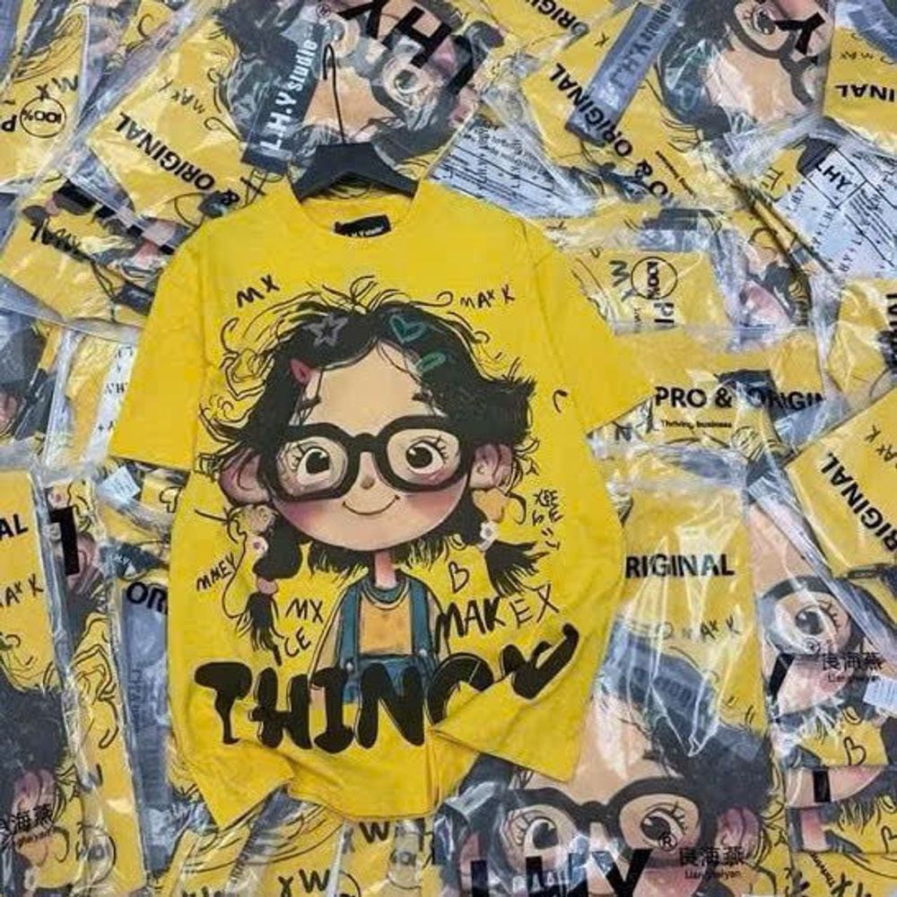 Áo Thun Form Rộng Tay Lỡ In Cô Gái THINGW - Cotton Tici Mịn Mát (M, L, XL)