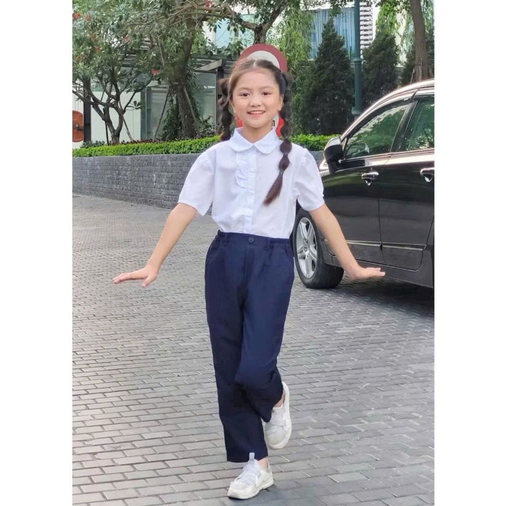 Quần Tây Học Sinh Cấp 1-2 Màu Xanh Than - Chất Tuyết Mưa, Chun Sau Thoải Mái