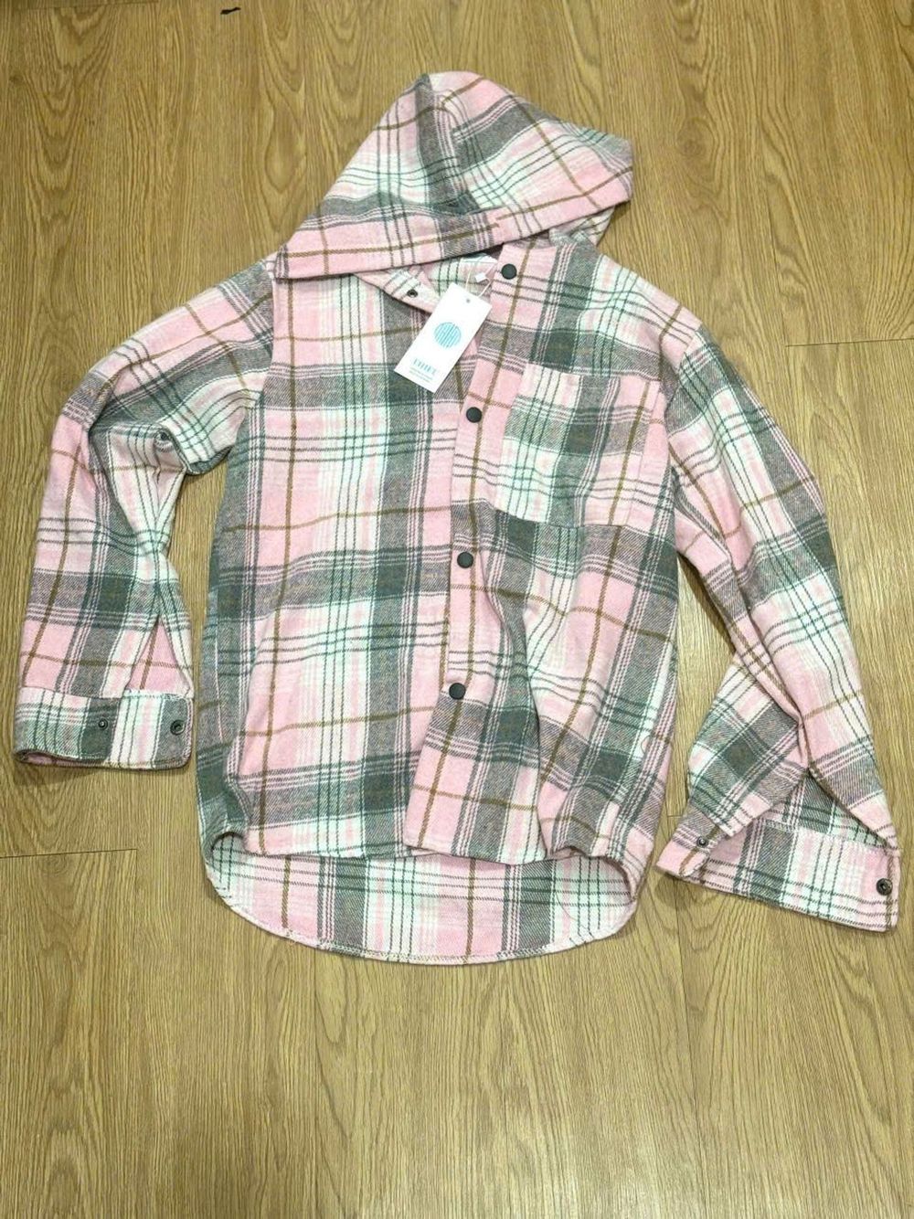 Áo Sơ Mi Dài Tay Flannel Dày Mịn Họa Tiết Kẻ Caro Có Mũ Form Nam Nữ Unisex