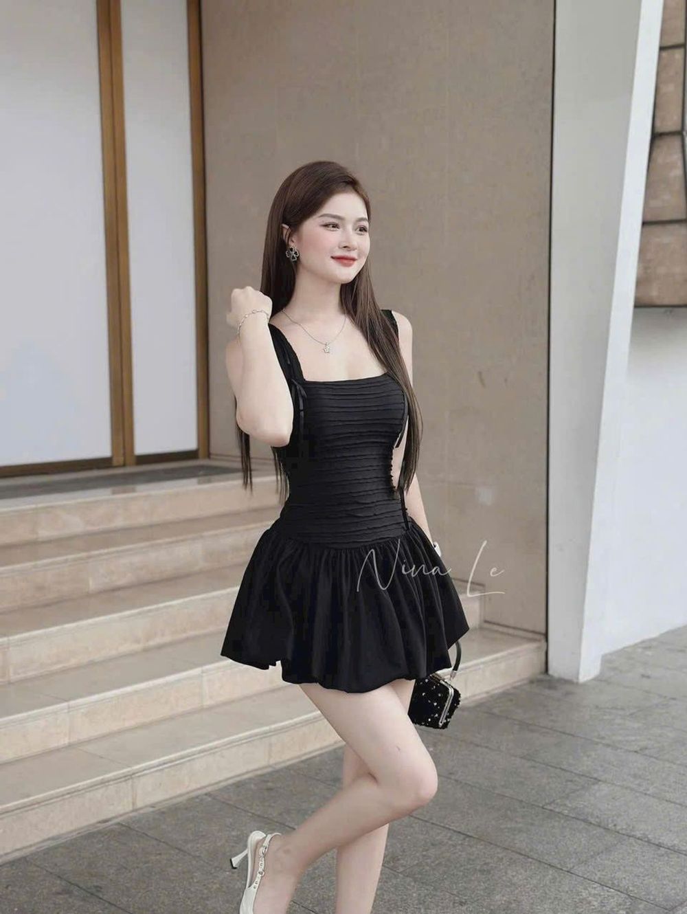 Đầm Hai Dây Bảng To Ôm Body Dáng Bí Phồng Chất Thun Freesize Dưới 48kg