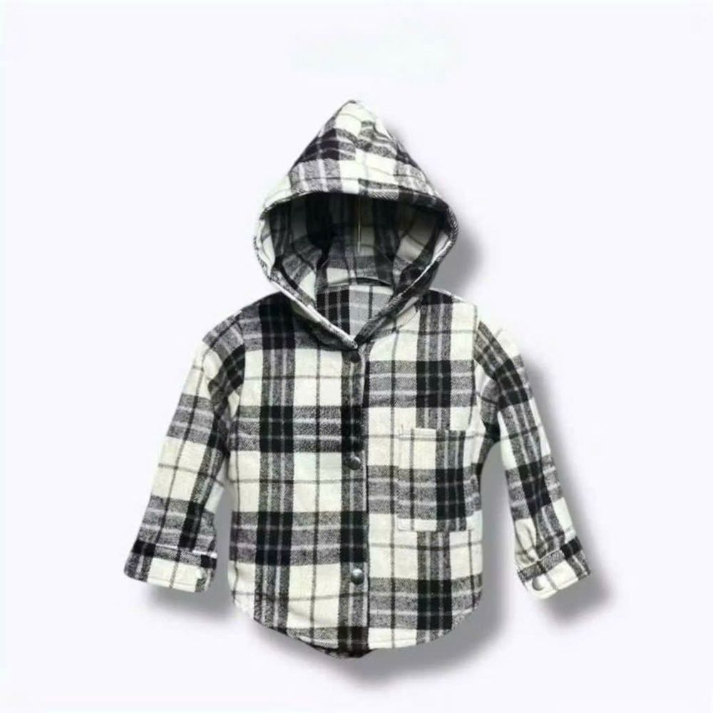 Áo Khoác Sơ Mi Trẻ Em Chất Nỉ Dạ Mềm Mịn Có Túi & Nón Rộng