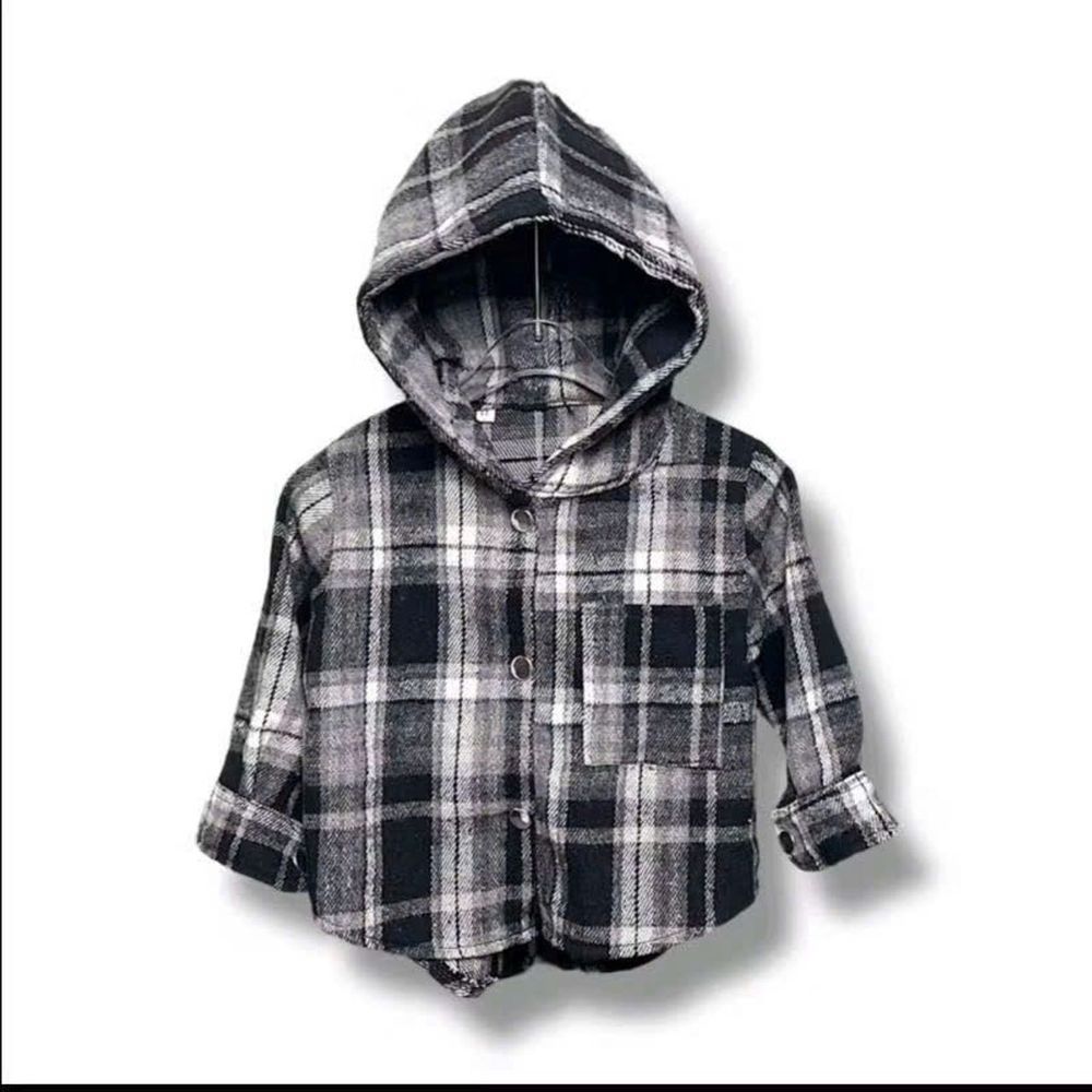 Áo Khoác Sơ Mi Trẻ Em Chất Nỉ Dạ Mềm Mịn Có Túi & Nón Rộng