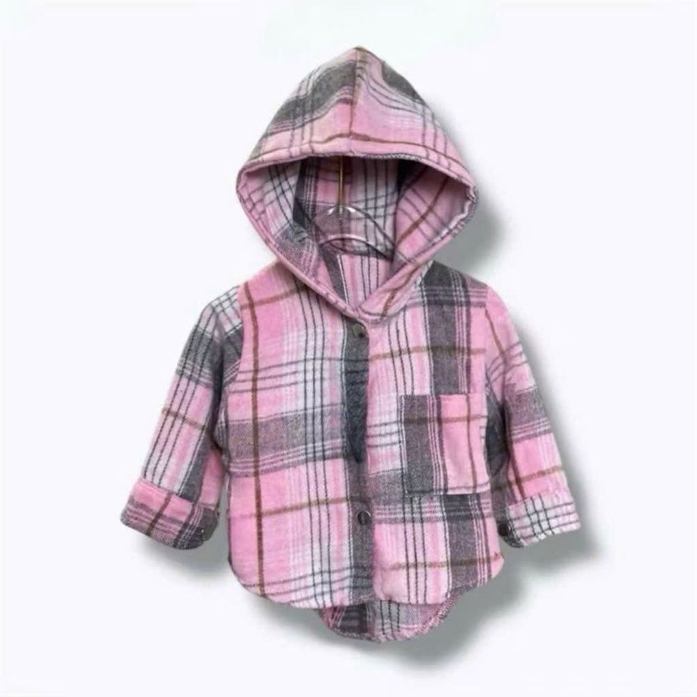 Áo Khoác Sơ Mi Trẻ Em Chất Nỉ Dạ Mềm Mịn Có Túi & Nón Rộng