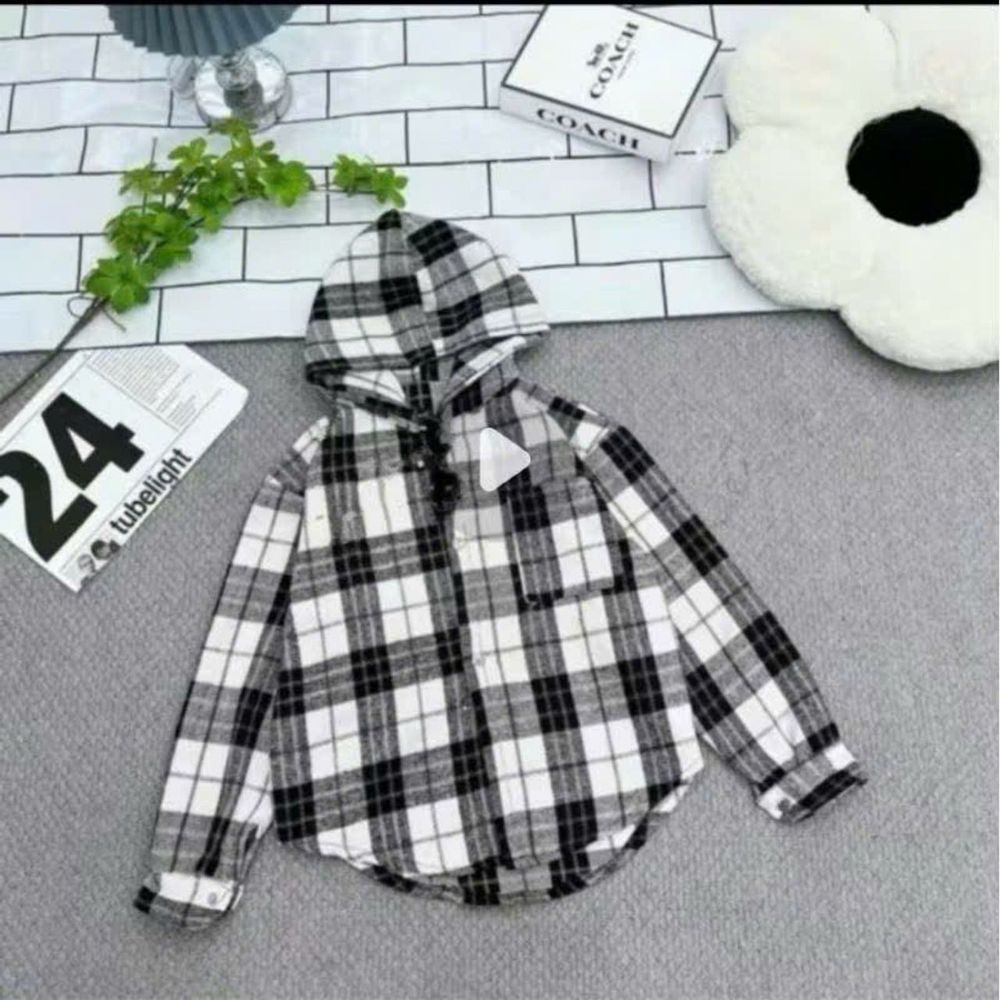 Áo Khoác Sơ Mi Trẻ Em Chất Nỉ Dạ Mềm Mịn Có Túi & Nón Rộng