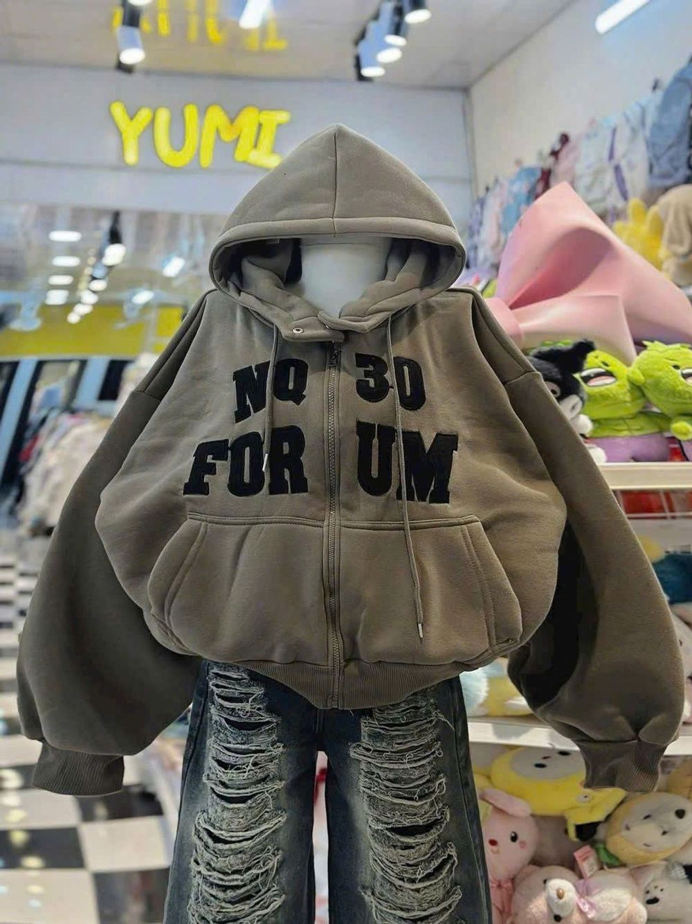 Áo Khoác Boxy Thêu NQ30 Chất Nỉ Bông Dày Mịn, Cổ Cao Có Nút Bấm Và Túi Trong Freesize Dưới 65kg