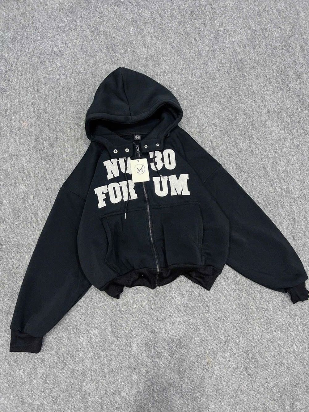 Áo Khoác Boxy Thêu NQ30 Chất Nỉ Bông Dày Mịn, Cổ Cao Có Nút Bấm Và Túi Trong Freesize Dưới 65kg