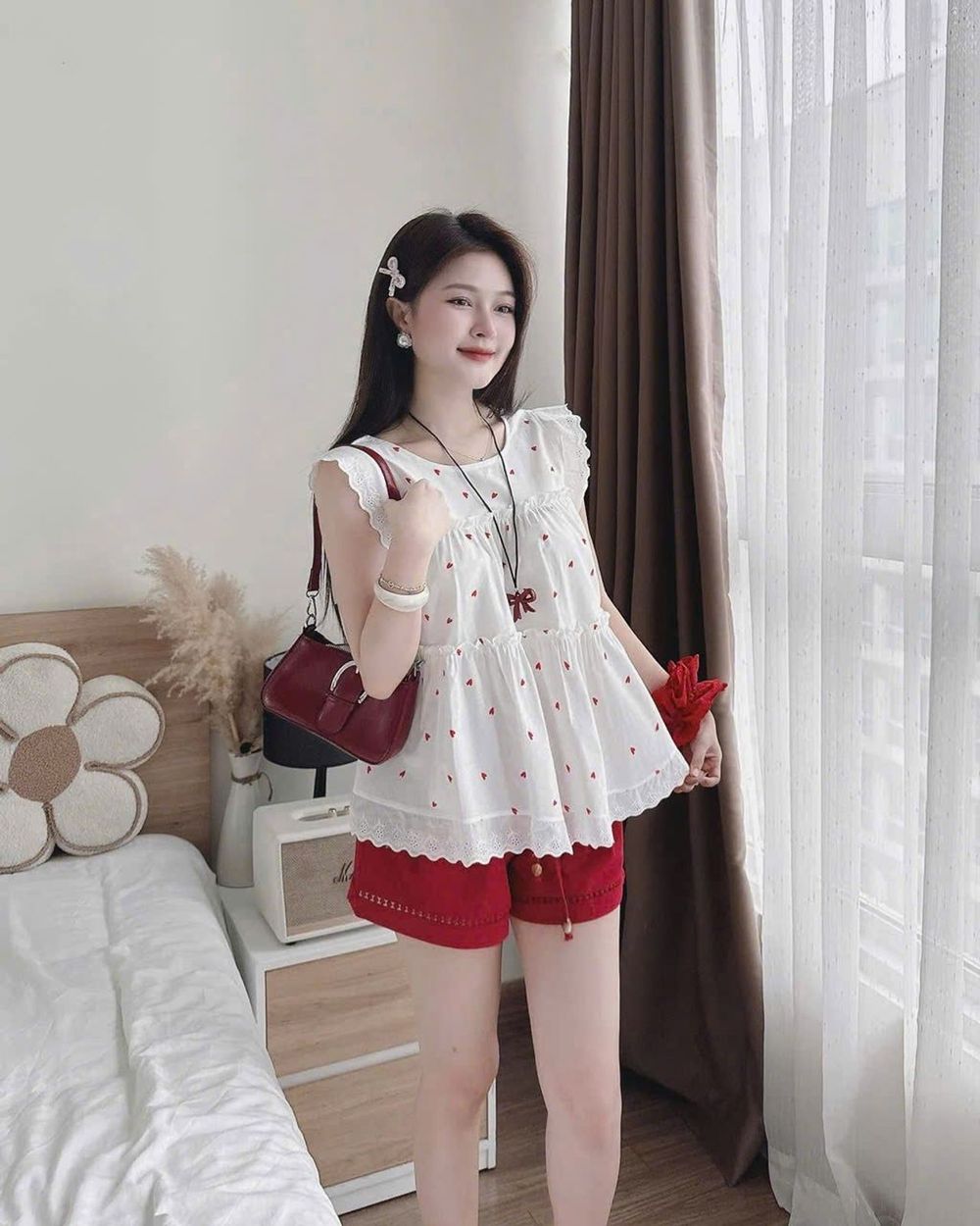Set bộ mặc nhà chấm bi mát mẻ cực xinh