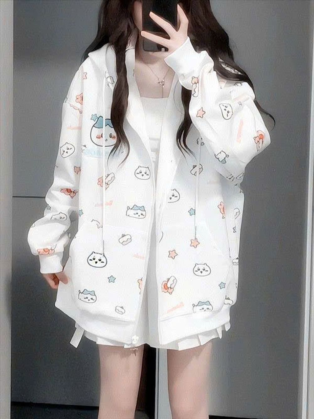 Áo Khoác Nỉ Bông In 3D Họa Tiết Hoạt Hình Chiikawa Đáng Yêu Freesize Dưới 68kg