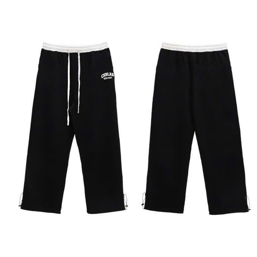 Quần Dài Ống Suông Streetwear Unisex Chất Vải 2 Da Cao Cấp, Lưng Thun Phối Màu Logo Thêu Sắc Nét