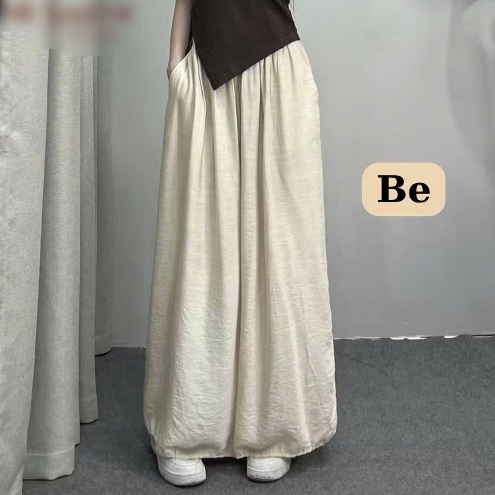 Quần Dài Ống Rộng Giả Váy Dáng Maxi, Chất Vải Đũi Gân Sóng Mềm Mát