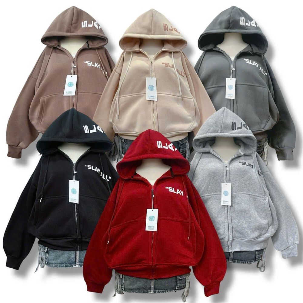 Áo khoác nữ cao cấp nón rộng chữ SLAY