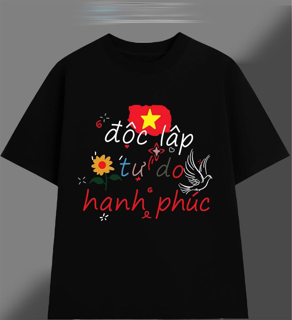 Áo thun in Cờ Đỏ Sao Vàng cổ tròn nam nữ thời trang