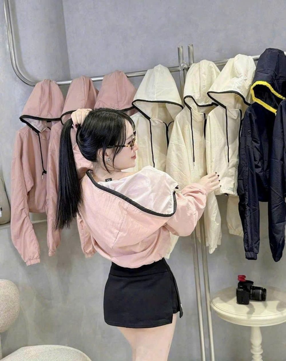 Áo khoác dù nhăn 2 lớp dành cho nữ