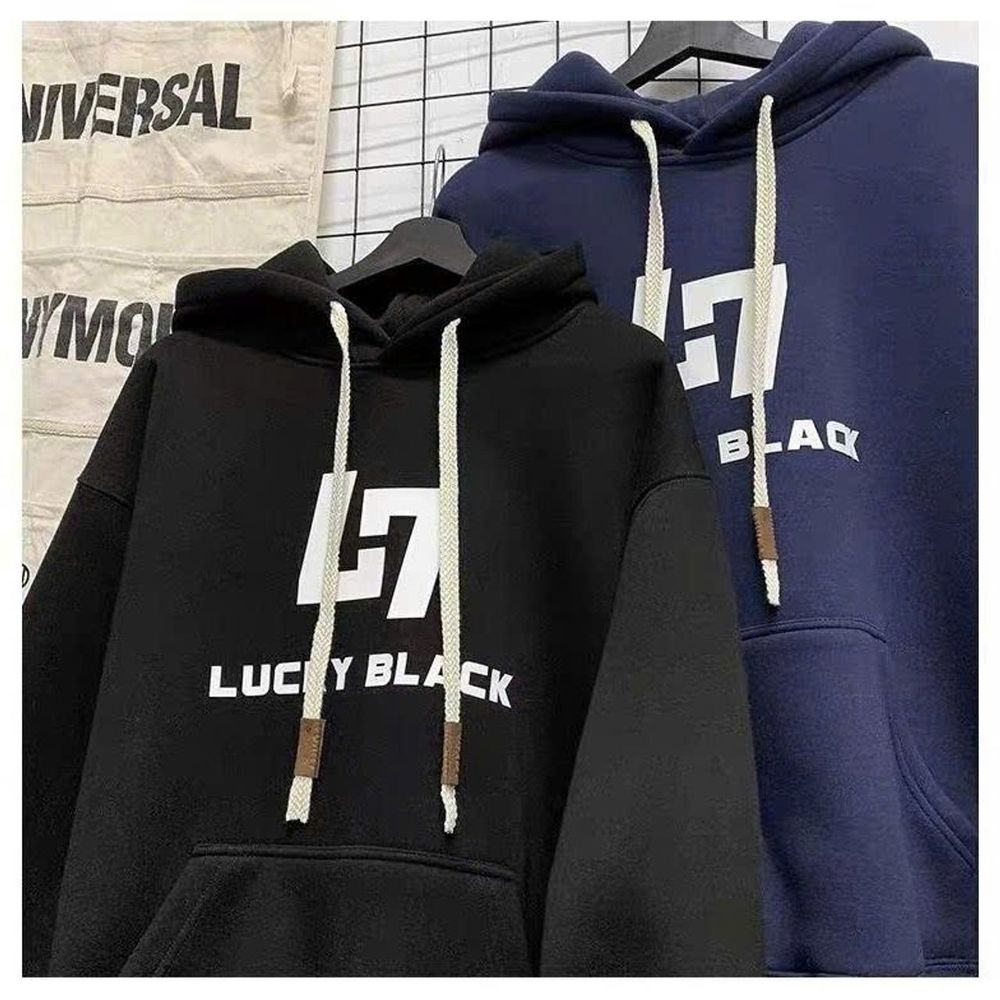 Áo Hoodie in Lucky Black nam nữ