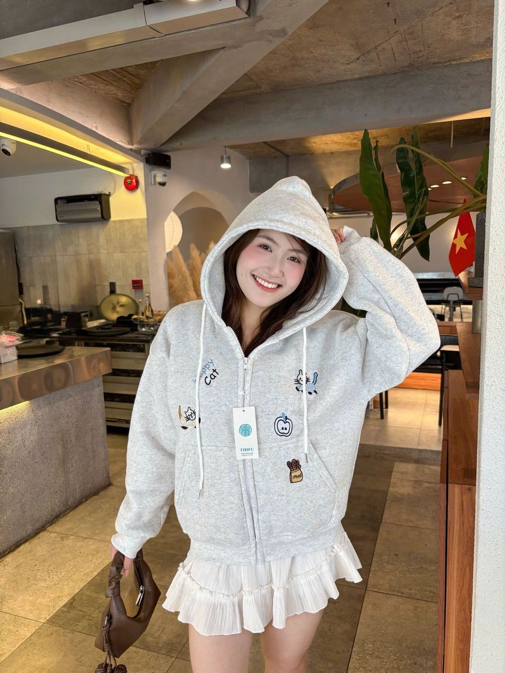Áo khoác nữ vải nỉ HAPPY CAT hàng đẹp bán