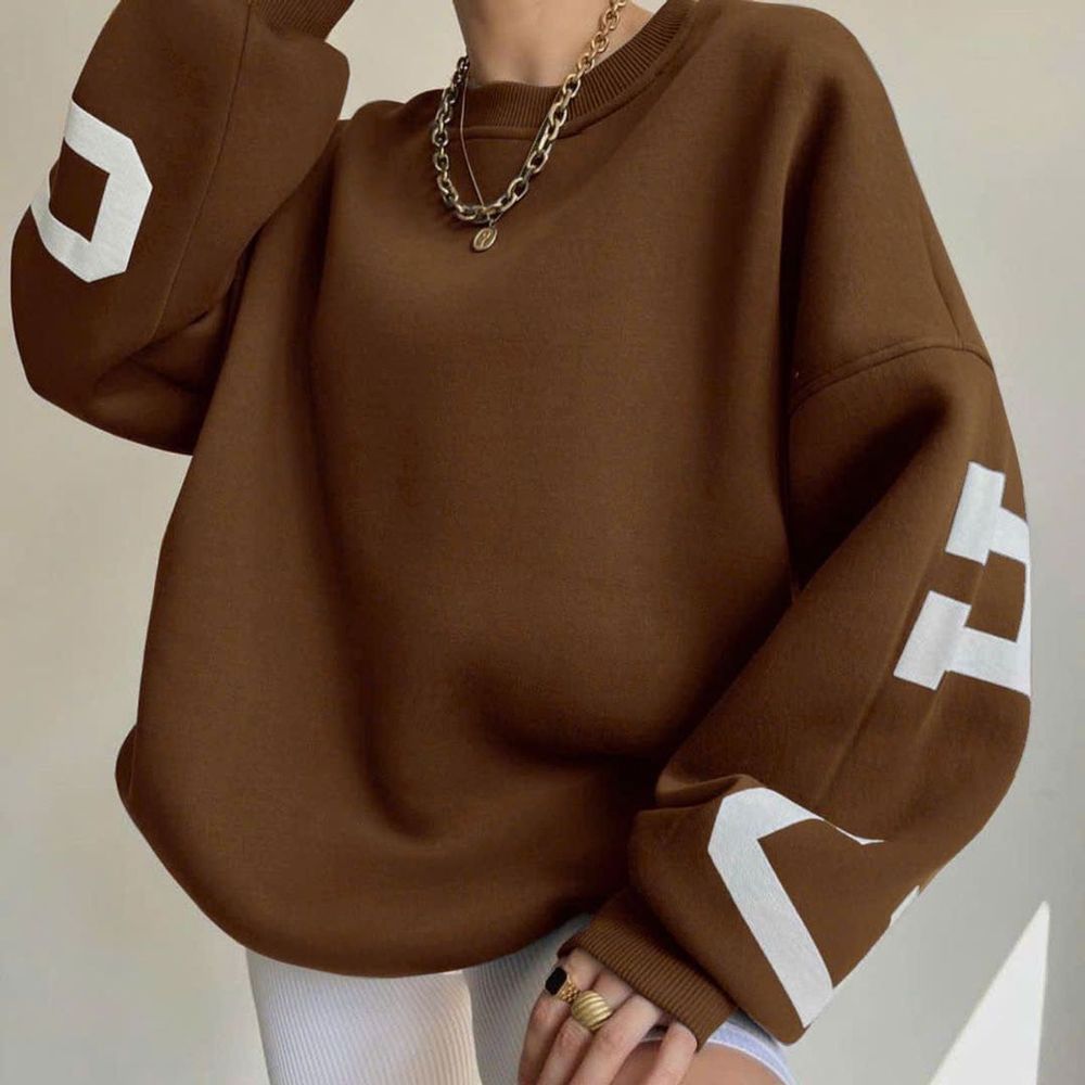Áo SWETER dành cho nữ, hình in nhiệt, nổi, bo thun và tay rộng