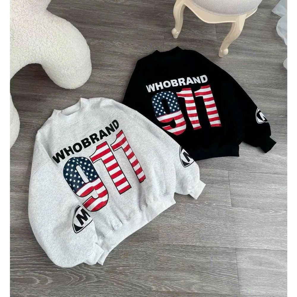 Áo SWETER in nhiệt cờ số Nine One One ,hình in nổi