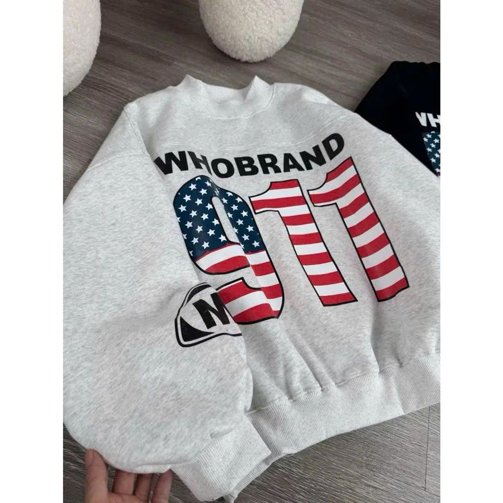 Áo SWETER in nhiệt cờ số Nine One One ,hình in nổi