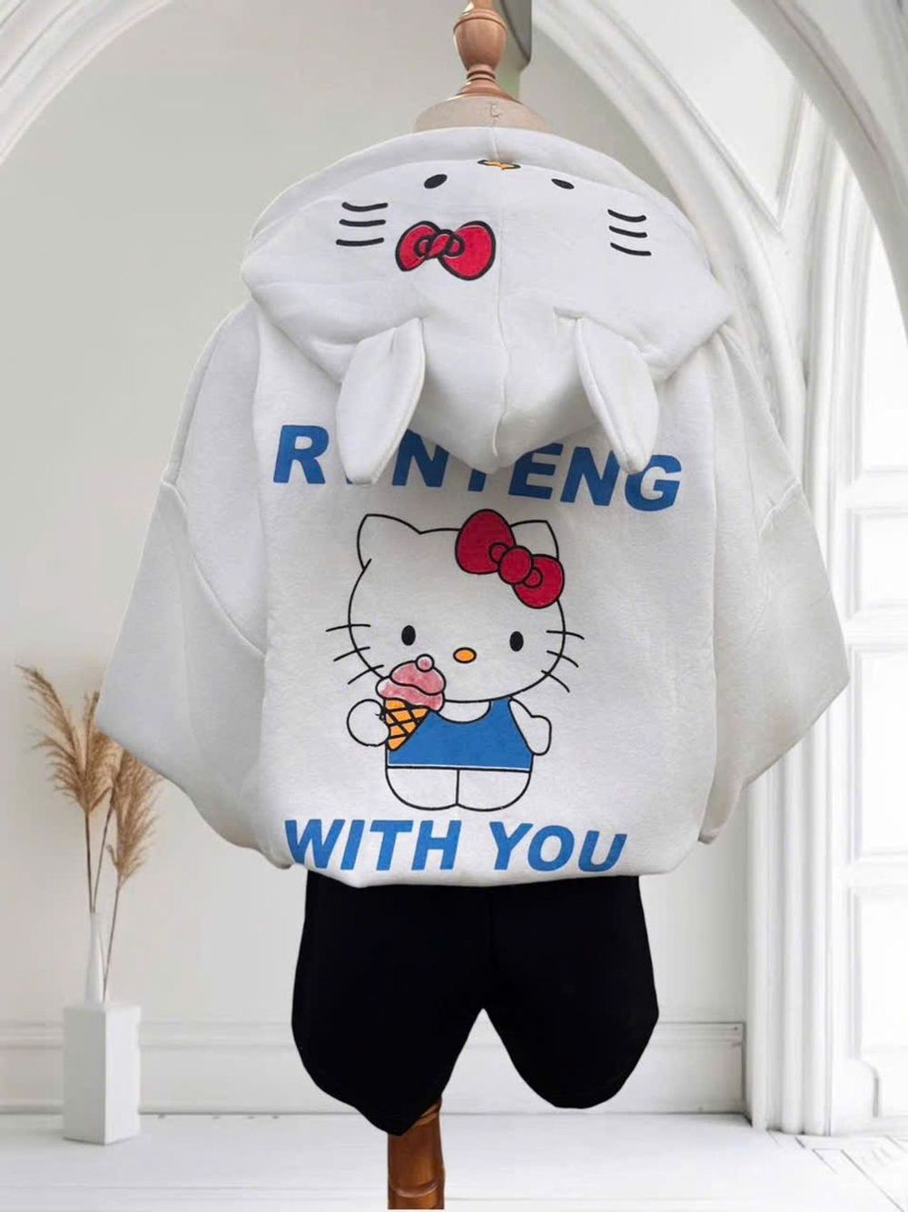 Áo khoác nữ chất nỉ xuất in chữ WITH YOU