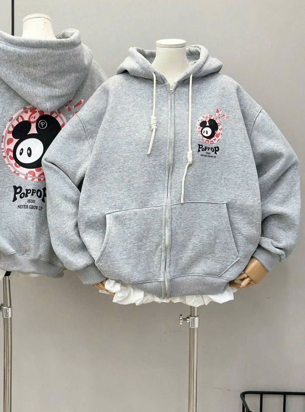 Áo khoác có nón rộng PoppoP nam nữ gỏm rộng cánh douw