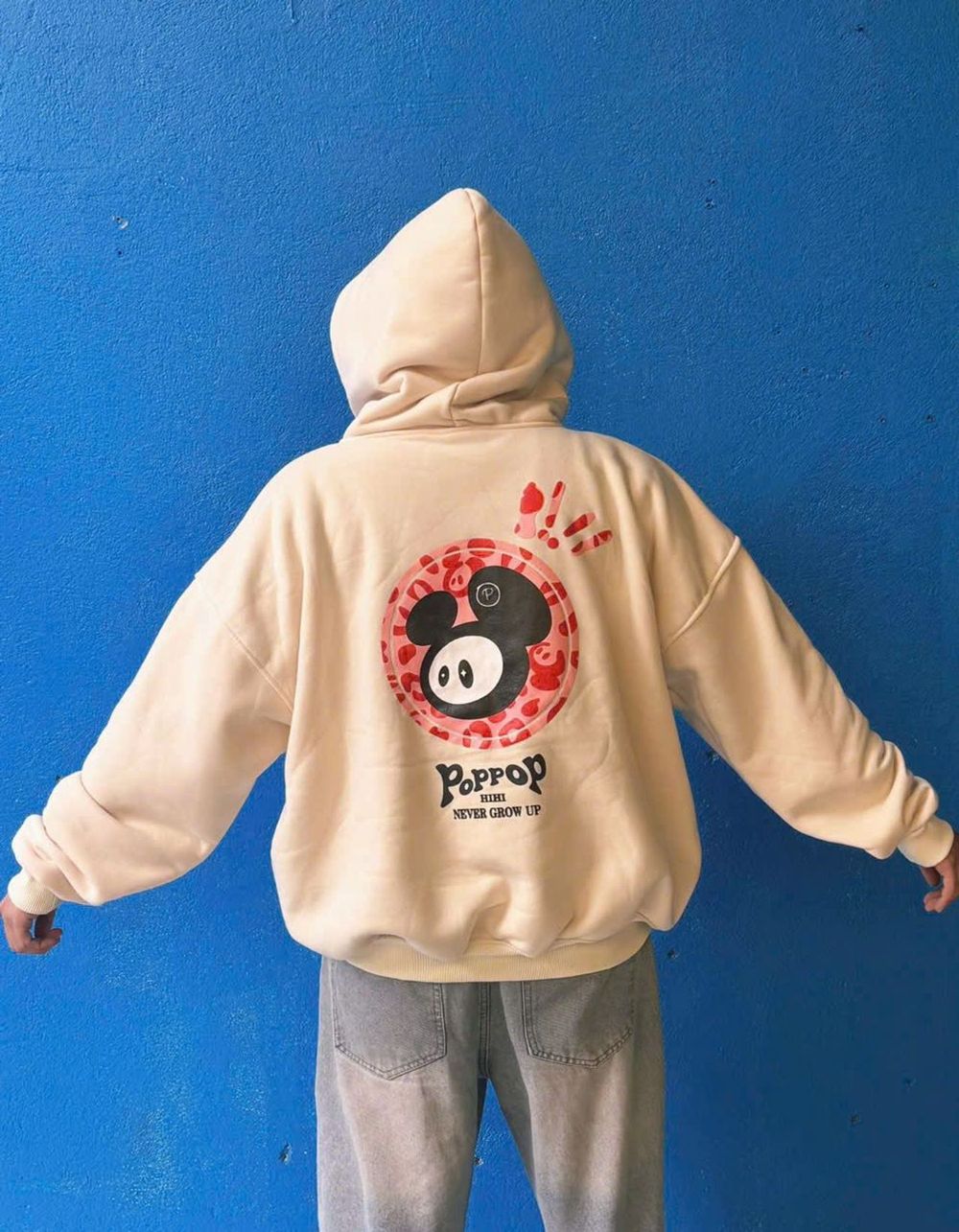 Áo khoác có nón rộng PoppoP nam nữ gỏm rộng cánh douw