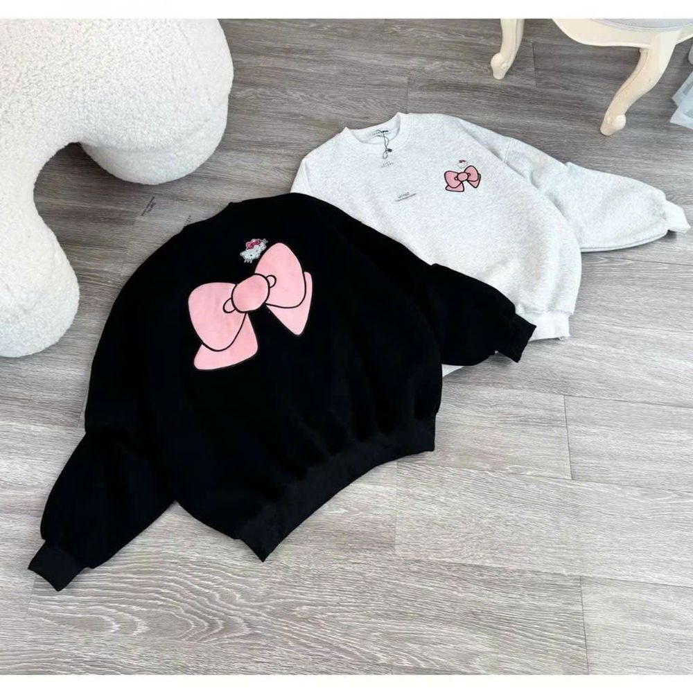 Áo SWETER nữ hình NƠ HỒNG in pét xịn