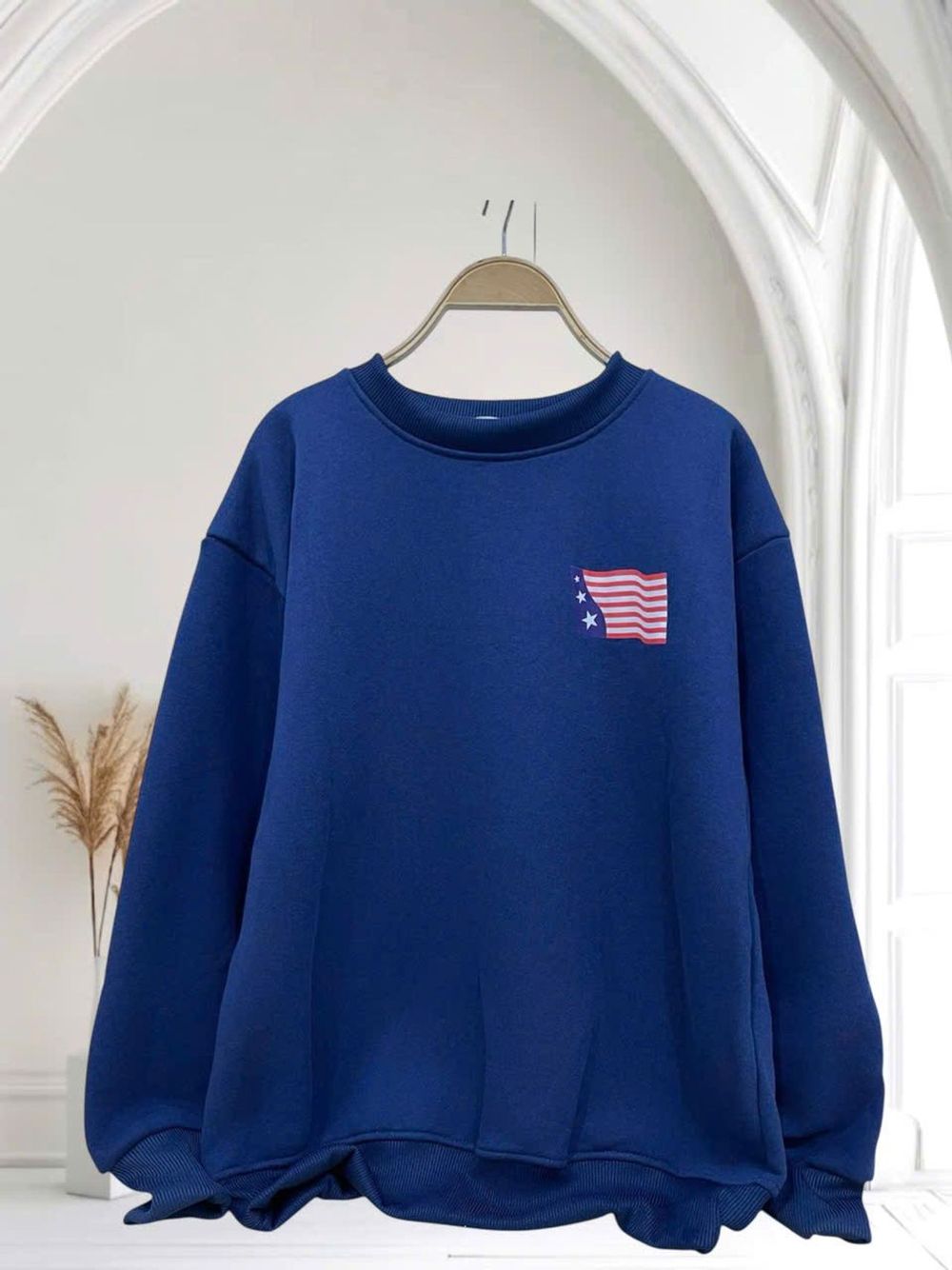 Áo sweater nam nữ in cờ mỹ